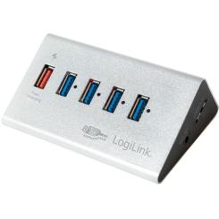 USB3.0 HUB 5Port SuperSpeed 1x USB Power passiv LogiLink Silver 