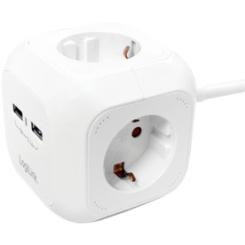 USB Charger Power Cube Steckdose AC 250V 2xUSB 4xSteckdose Kabellänge 1,4m LogiLink White 